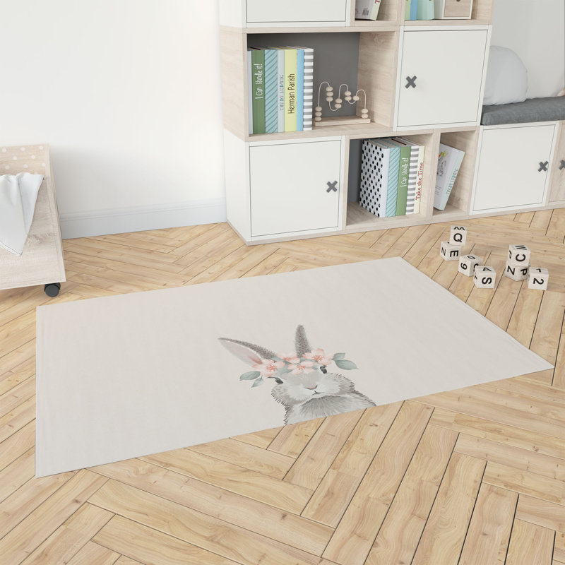 Bunny Kids Play Mat, Rectangle 5' x 7', Ivory
