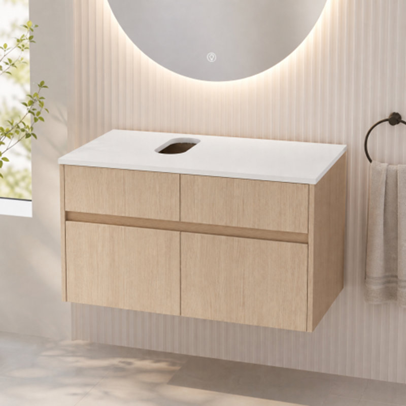 32 Inch Wall-Mounted Bathroom Vanity, 2-Soft Close Doors And 1-Drawer, , Particle Board (Vanity Only, Without Sink)