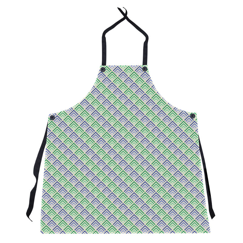 Tablier de motif géométrique classique, Vert / Bleu