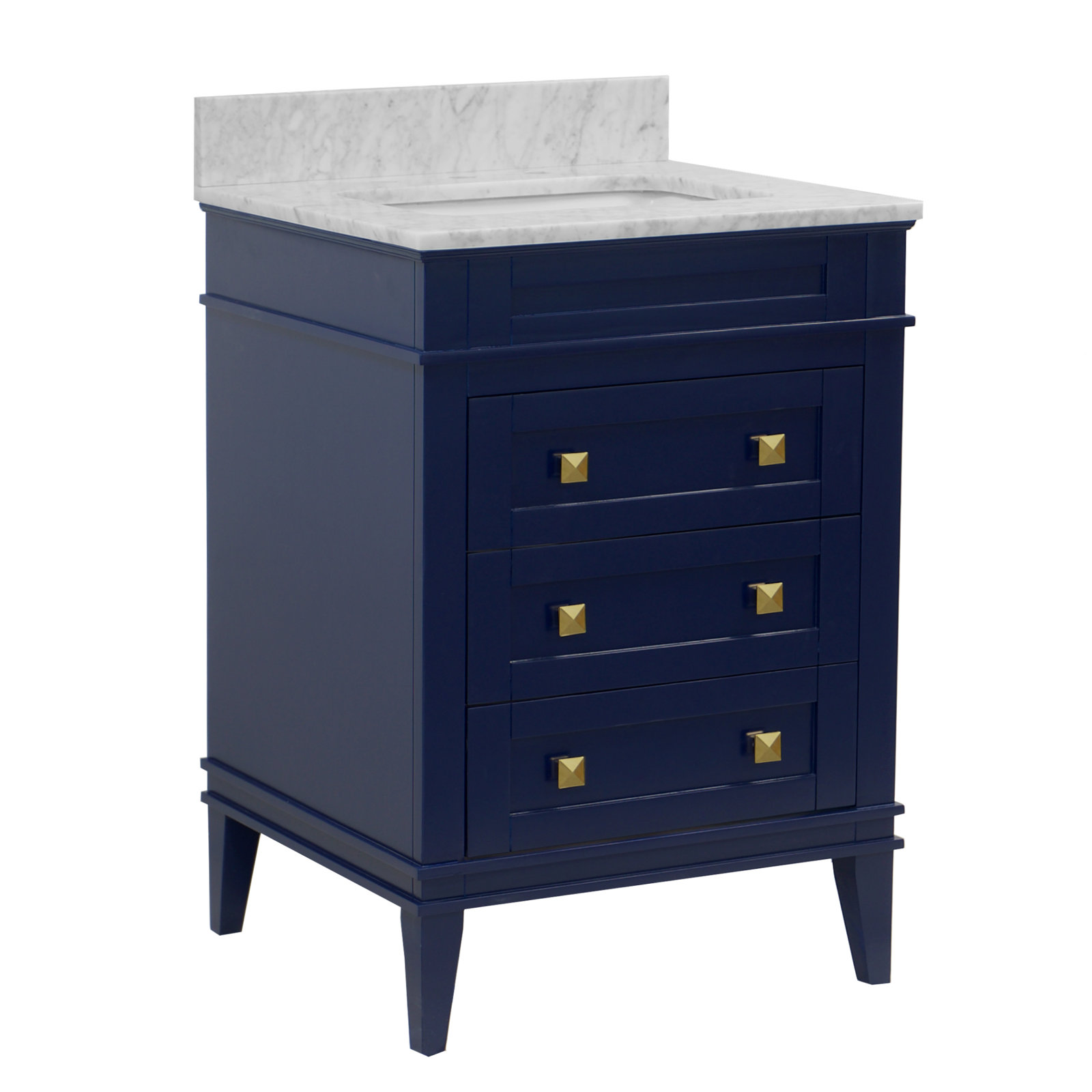 24'' Single Bathroom Vanity, Carrara Marble, Royal Blue