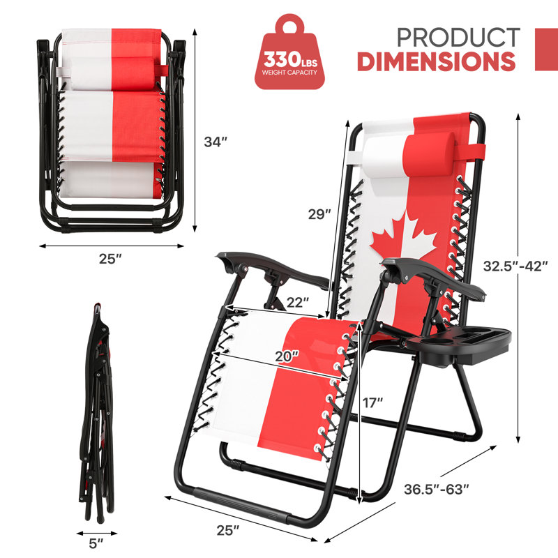 Zero Gravity Lounge Chair, Adjustable Folding Recliner with Detachable Side Tray & Headrest Pillow, Portable Patio Chair for Camping, Beach, Backyard, Supports 330 lbs