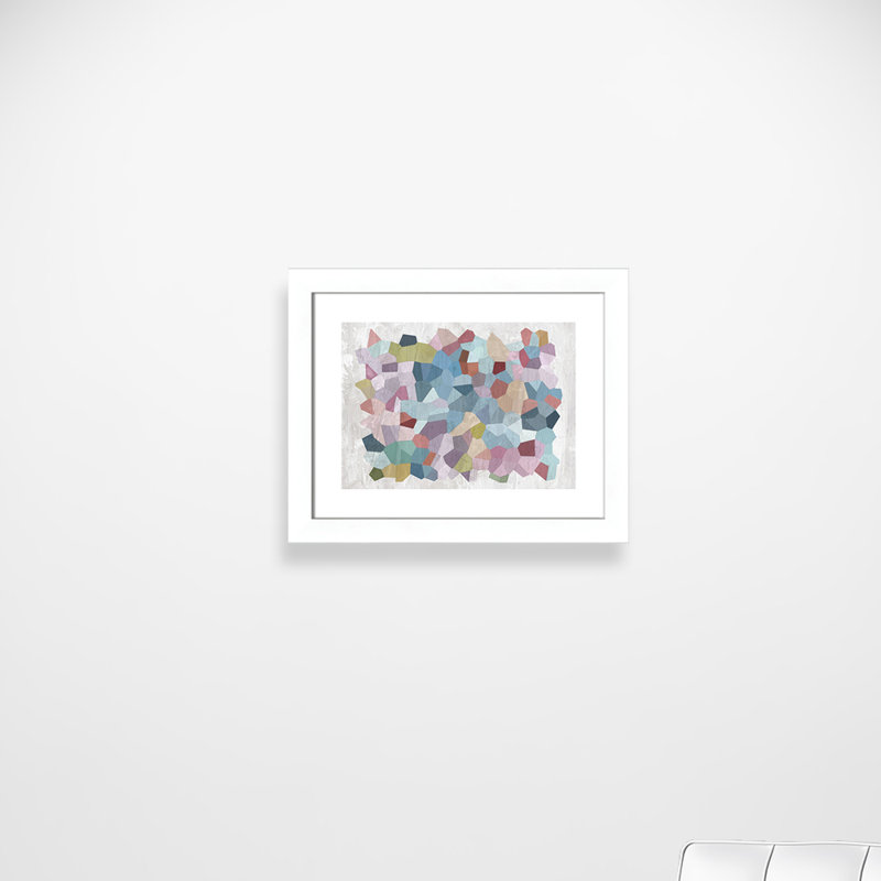 Géométrie en couleur - peinture encadrée, Blanc mat, H 16,5 po x l 20,5 po x P 1,25 po