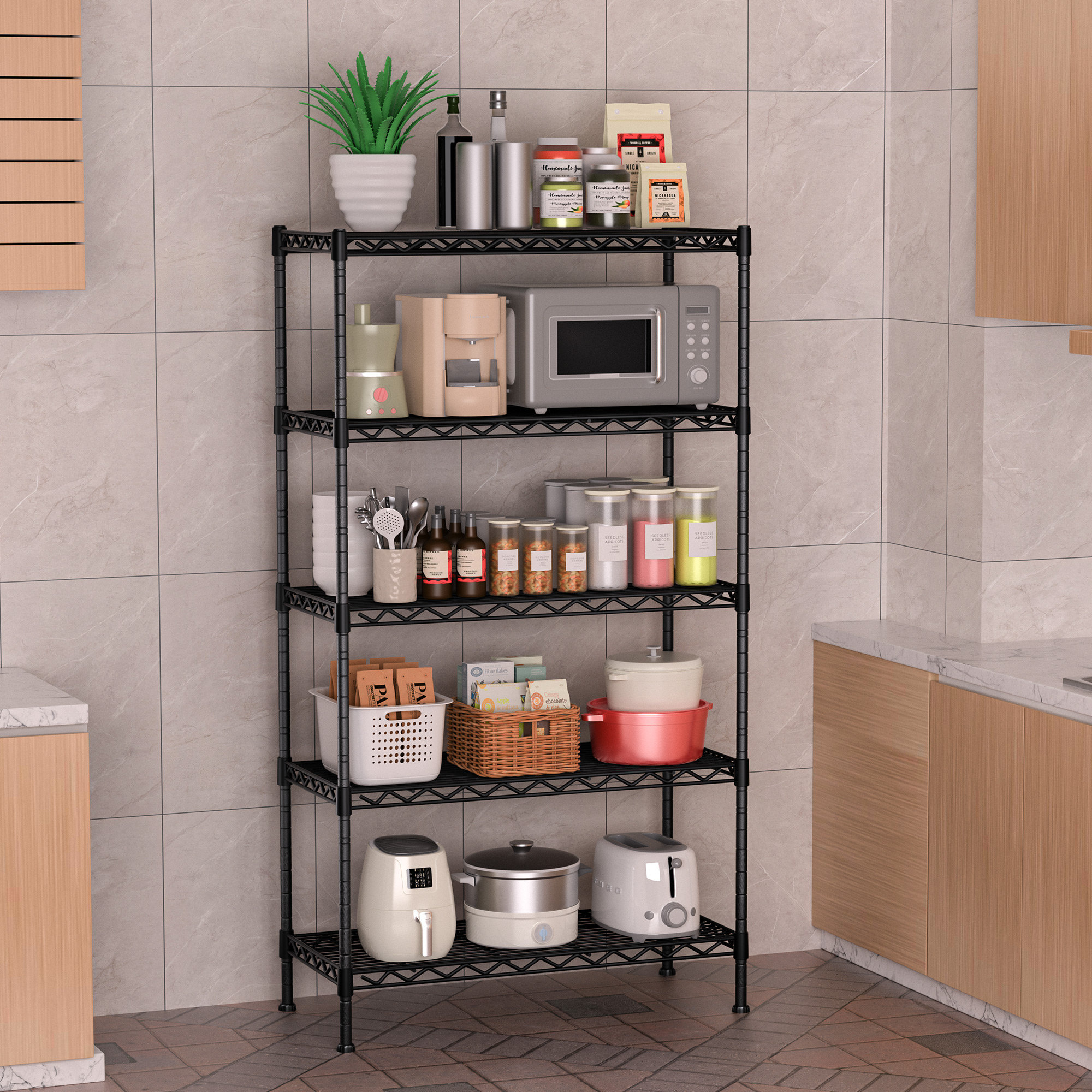Rebrilliant 5-Shelf Adjustable Heavy Duty Steel Wire Rack | Wayfair
