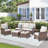 5 Piece Outdoor Patio Wicker Furniture Sets With Rattan Chairs, High Back Outdoor Conversation Set-789727954