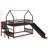 Twin-Size House-Style Metal Bunk Bed With Slide And Staircase-837875733