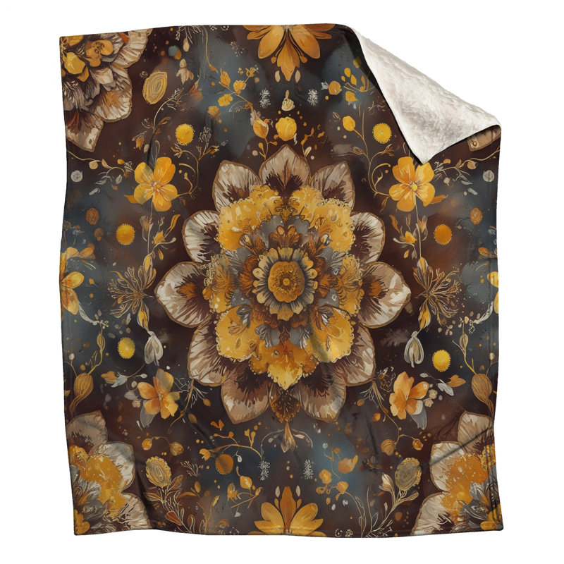 Couvertures complexes de mandala à motif floral, 50in W x 60in H