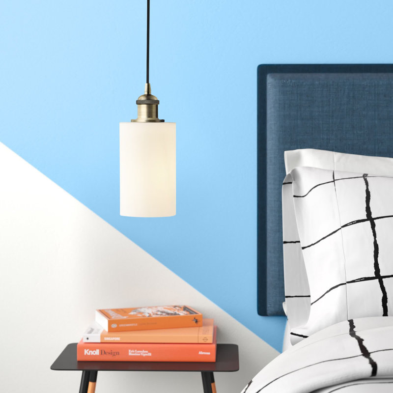 Glessite 1 - Light Single Pendant, Matte White, No Bulb Included, Antique Brass