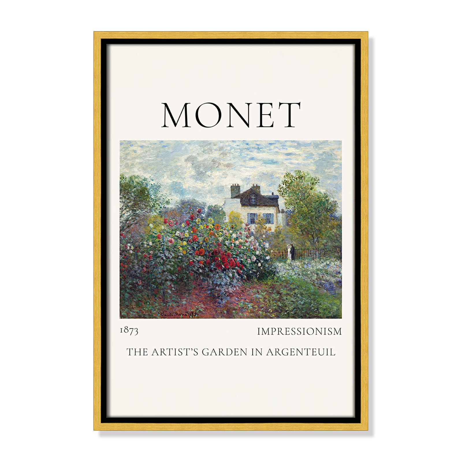 Rocchetto "Artists Garden in Argenteuil" Print, Gold Floater Frame, No, 19.5" H x 13.5" W x 2" D