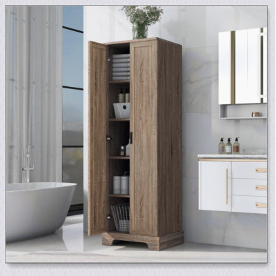 Armoire de rangement durable en panneau de fibres à densité moyenne avec deux portes et tablette réglable pour l'organisation de la salle de bain ou du bureau
