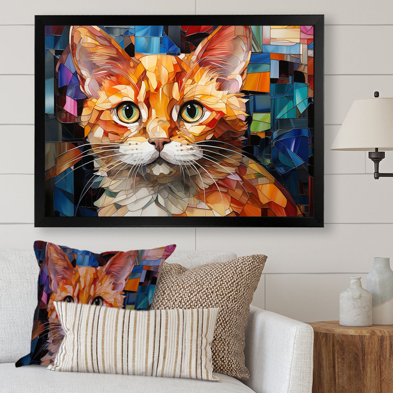 Abstrait Munchkin Marvel - Portrait de chat, impressions sur toile, H 34 po x l 44 po x P 1,5 po, Cadre simple noir