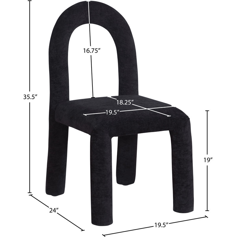 Chaise Amari, Noir, noir, noir, noir, Tissu chenille