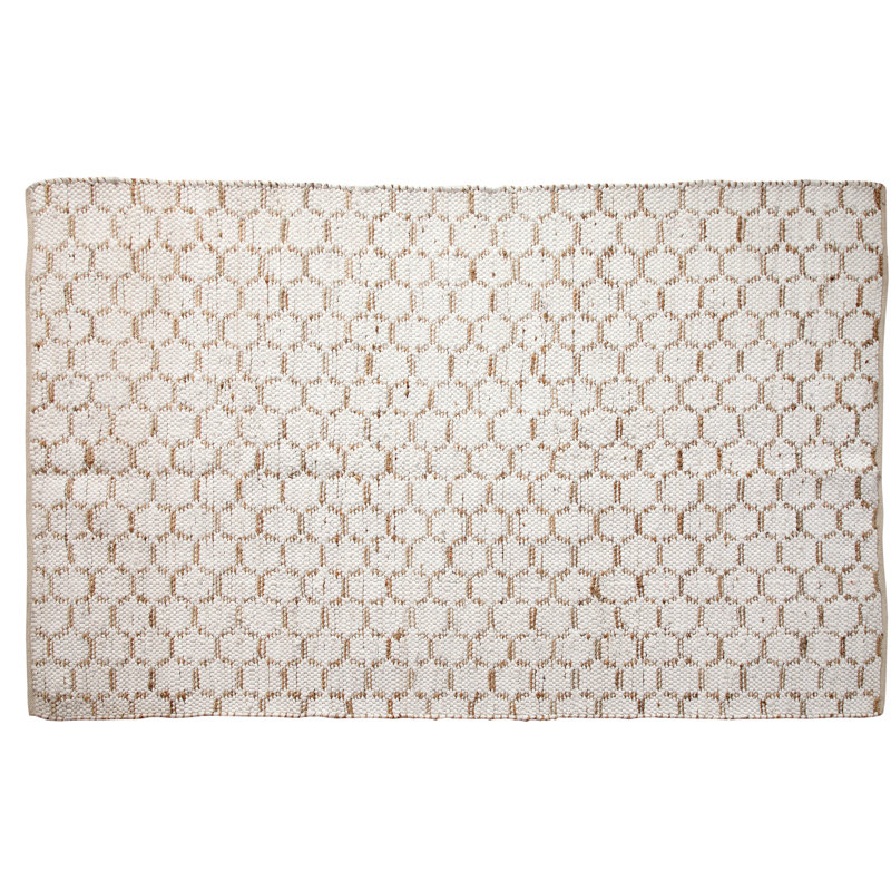 Eastleigh Geometric Hand Knotted Cotton/Jute White/Beige Area Rug, Runner 2' x 6'
