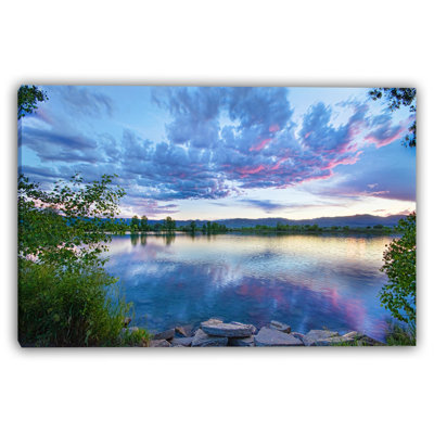 Tranquil Sunset Lake Reflection Canvas Art