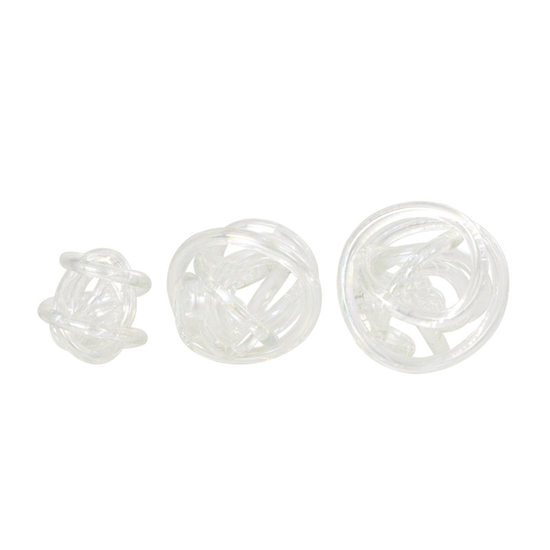 Benvenuta Glass Knotted Ball Knot Decorative Sculpture Set, White