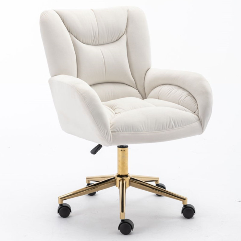 Canora Grey Velvet Office Chair, Ivory