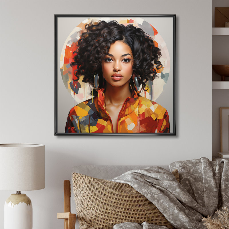 «Vibrant Essence Beautiful», art mural africain, Cadre flottant noir, H 16 po x l 16 po x P 1 po