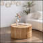 Table basse cylindrique de 31,5 pouces à la mode rétro avec relief à texture verticale, parfaite pour le salon, le bureau et la salle à manger