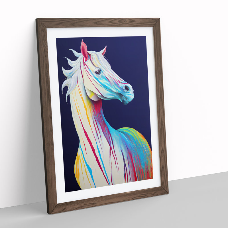 Horse Abstract - Single Picture Frame Print, 64cm H x 46cm W x 2cm D, Walnut