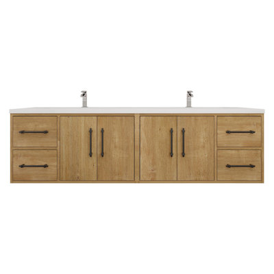 Meuble-lavabo mural 72 po avec double évier en acrylique renforcé Victoria