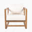 Chaise longue d'extérieur, fauteuil club en bois d'acacia, siège surdimensionné avec ensemble de coussins blancs