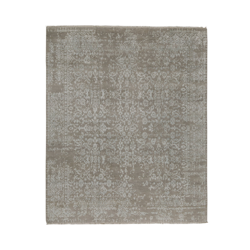 Hand-Knotted High-Quality Silver and Aqua Area Rug