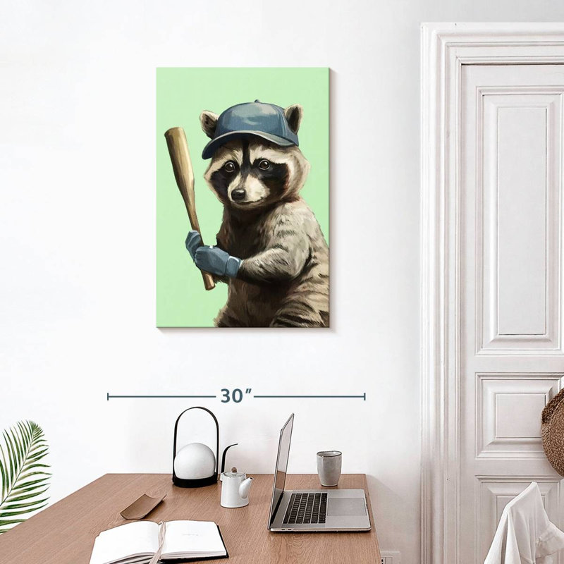 Ketti Sporty Racoon - Baseball, 30" H x 20" W