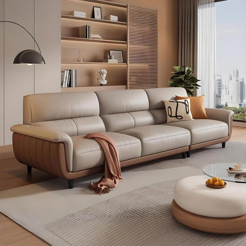 Canapé en cuir de vache 86,61 po, 3, H 34,65 po x l 86,61 po x P 36,22 po