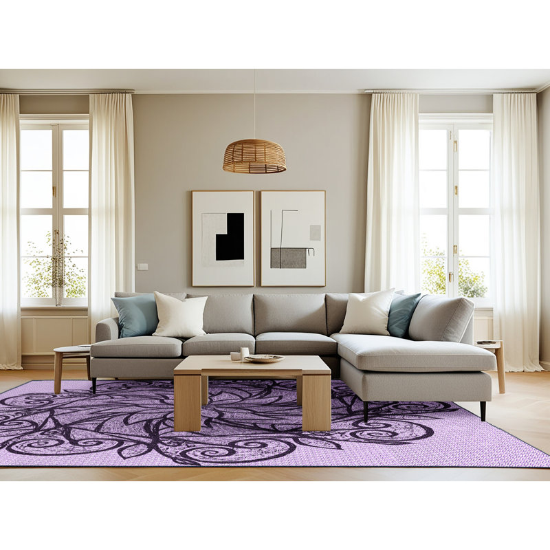 Tapis mauve tissé à la machine, Rectangle 8 pi x 10 pi