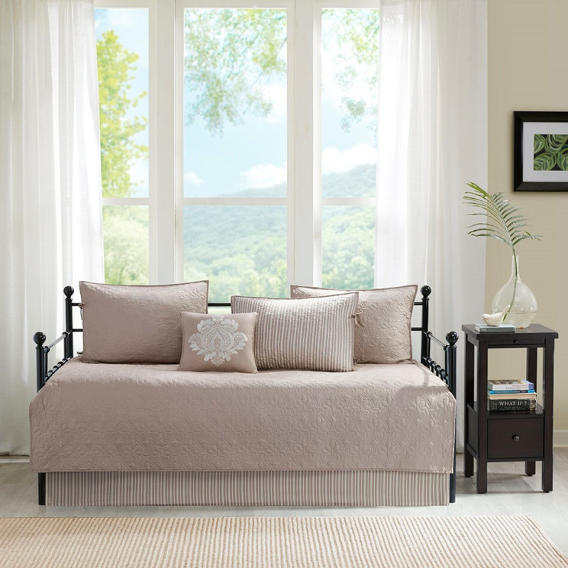 Ensemble de housse pour lit de jour réversible 6 pièces, Khaki, Twin Duvet Cover + 5 Additional Pieces