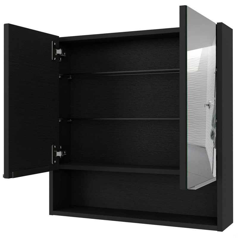 Pharmacie avec miroir Lexington, trois tablettes internes, Noir