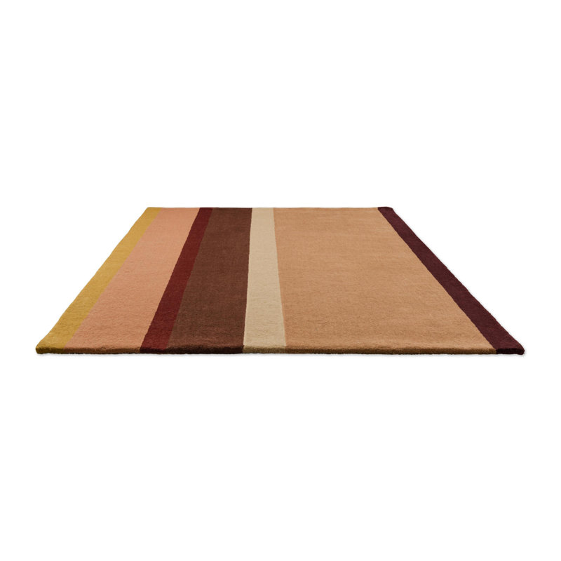 Hand Tufted Wool Striped Area Rug in Ruby, Rectangle 4'7" x 6'7"