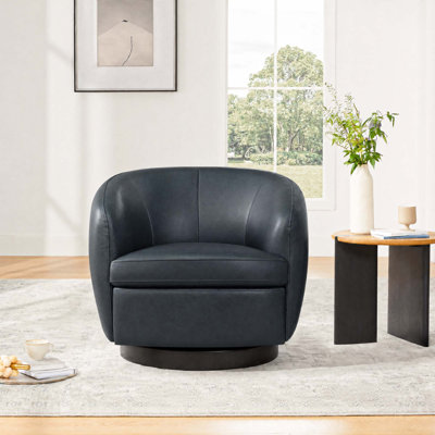 Marcy Geniue Leather Swivel Barrel Chair