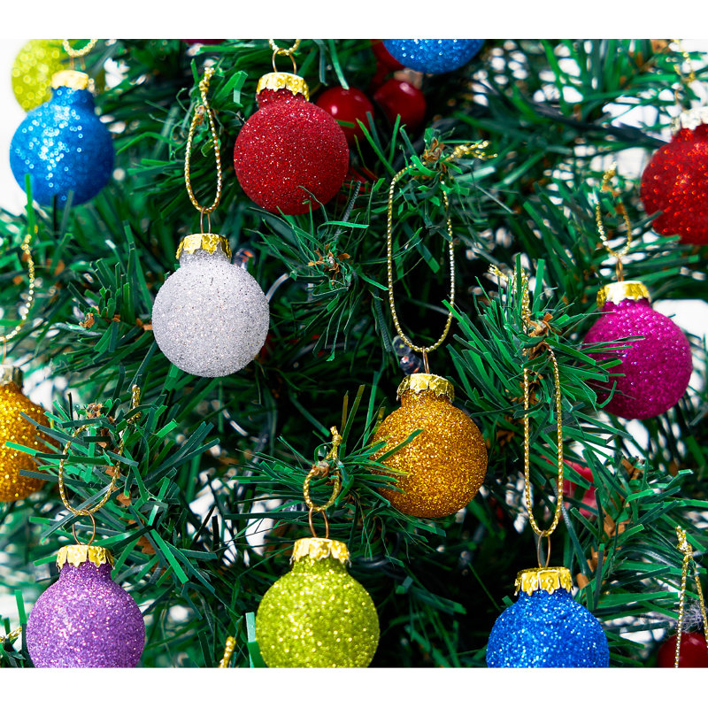 Ornements de 36 mini boules de Noël en verre scintillant, 1 pouce, multicolore