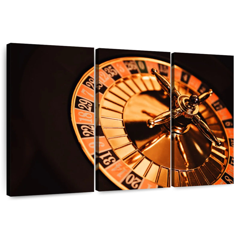 Lit Casino Roulette Wheel, 48" H x 74" W