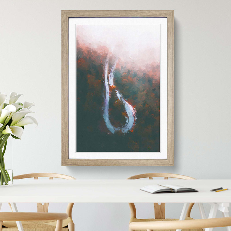 Clouds over the Forest Road in Abstract - Picture Frame Graphic Art Print, Oak Framed, 48cm H x 36cm W x 2cm D