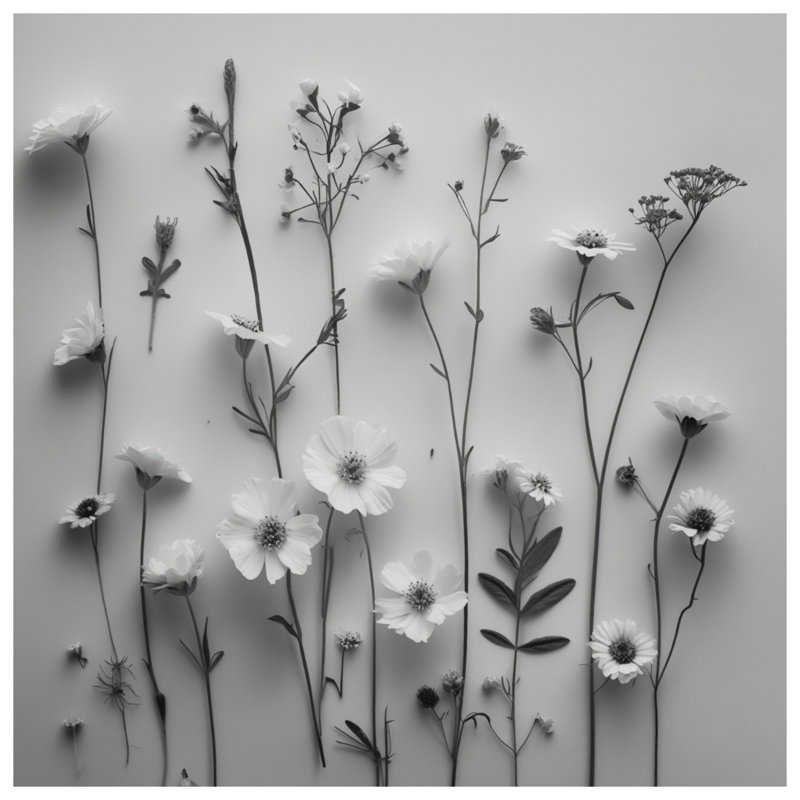 Édredon monochrome à motif de fleurs sauvages, Lit simple