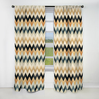 Ivory Boho Accents Chevron III - Chevron Curtain - Velvet Blackout Chevron Curtain - 1 Panels