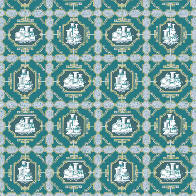 Porcelanas 100% Cotton Performance Fabric, Esmeralda