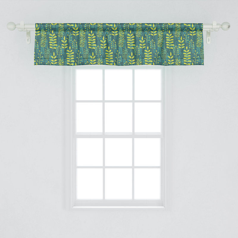 Cantonnière Ambesonne botanique paquet de 2 branches abstraites nature bleu sarcelle 54 "x 18", L 54 po x L 12 po