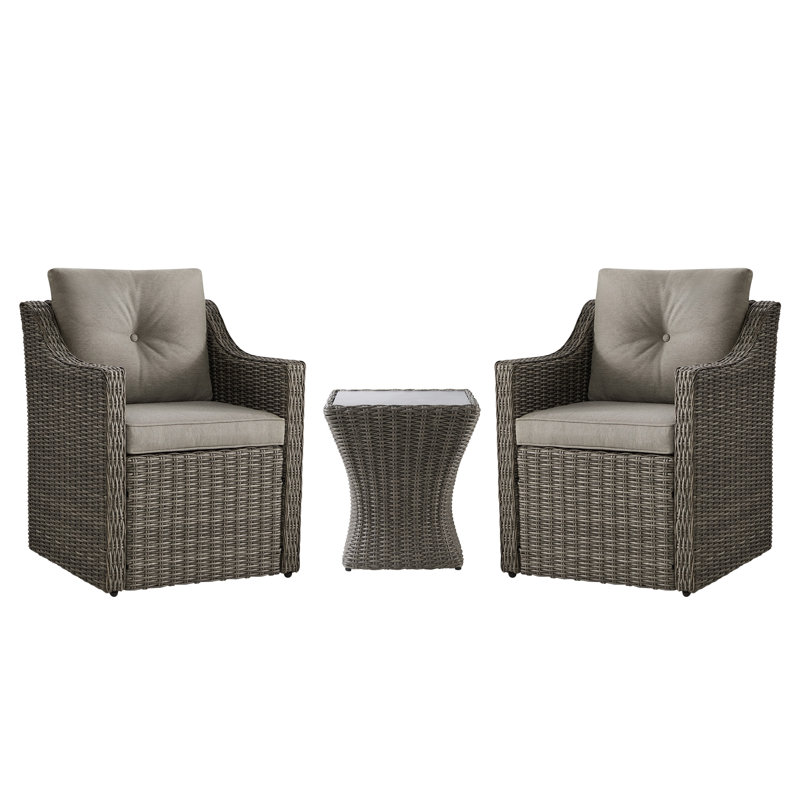 Ensemble de conversation pour 2 personnes avec table d'appoint