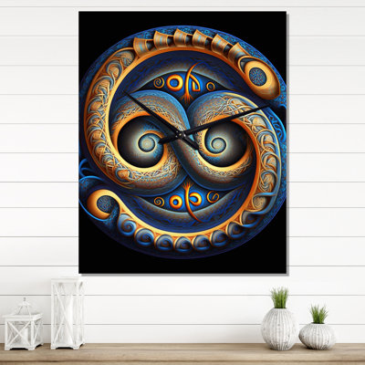 Abstrait Infinitiy Lemniscate en couleurs rétro - Très grandes horloges murales géométriques modernes