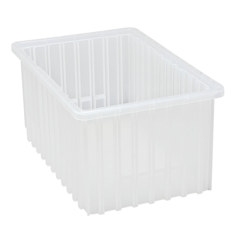 Contenant à grille divisable, L 16-1 / 2 po x l 10-7 / 8 po x H 8 po, boîte de 8, Clair