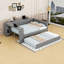 Lit plateforme double tapissier avec tablettes, bureau et lit gigogne-2027093066