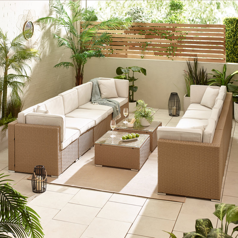 Miacomet Modular PE Rattan Garden Sofa Set and Table for Modern Gardens and Patios (Cover Included), 10