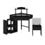 Corner Vanity Desk With Glass Top Charging Station Makeup Vanity Table With Storage Stool Extendable Pull-Out Cabinet-118231151