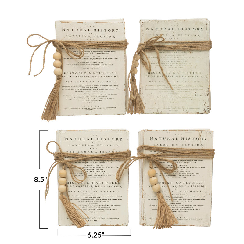 Livres en bois avec citation et cravate en jute