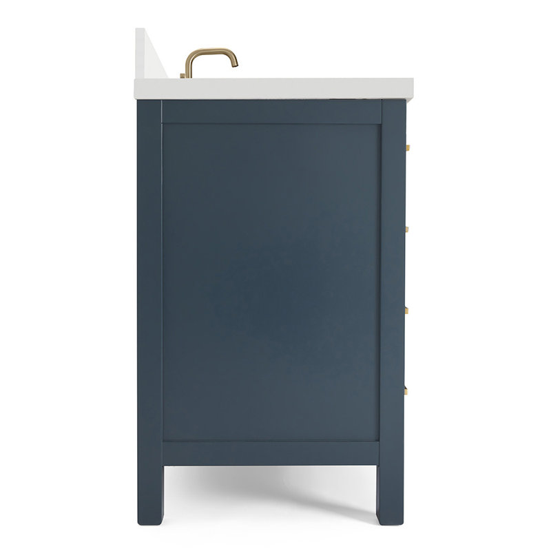 Cambridge 37'' W Single Vanity, Midnight Blue, Pure White Quartz, Satin Brass