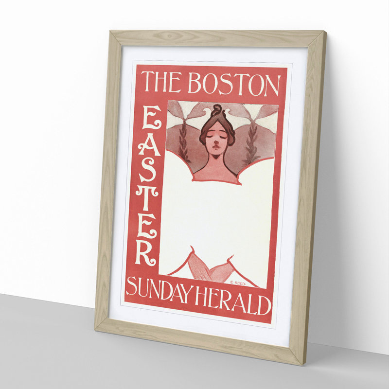 The Boston Easter Sunday Herald by Ethel Reed - Picture Frame Painting, 65cm H x 48cm W x 2cm D, Oak Framed