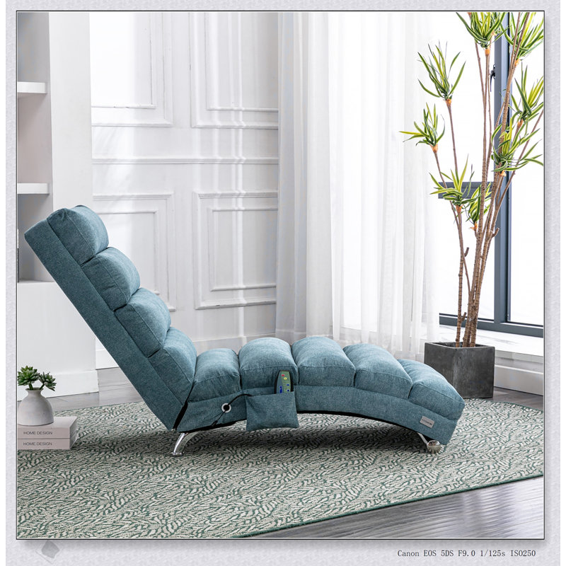 Chaise longue de massage en lin d'intérieur avec télécommande, longue chaise longue électrique ergonomique pour une détente et un confort ultimes