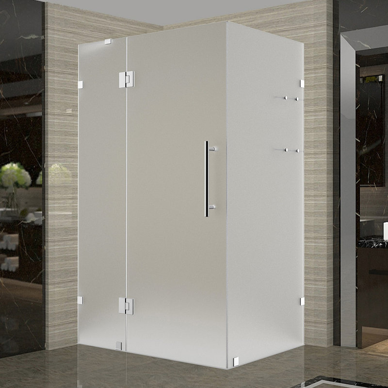 Cabine de douche sans cadre Avalux GS l 40 po x P 34 po x H 72 po, Acier inoxydable, Verre givré